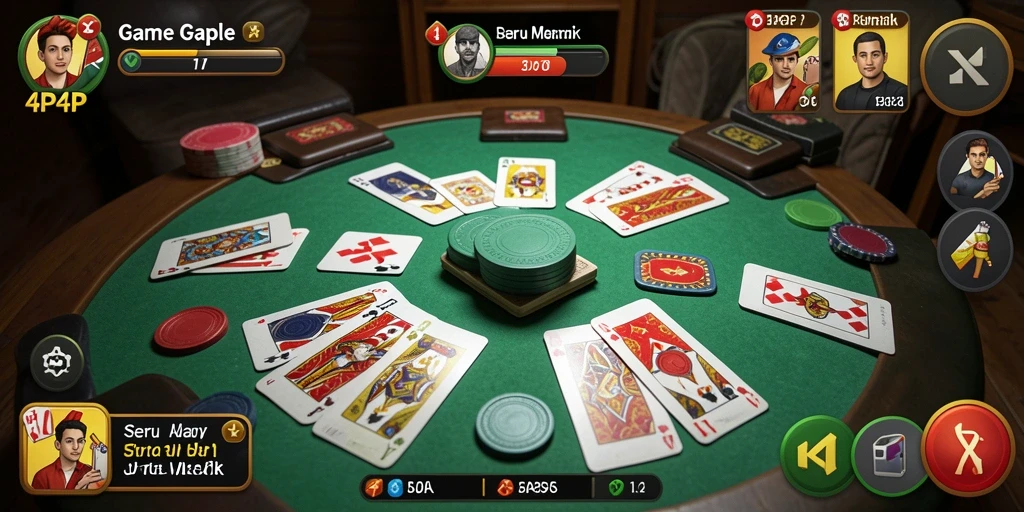 Tampilan gameplay seru 4P4P dalam permainan Gaple yang menarik.