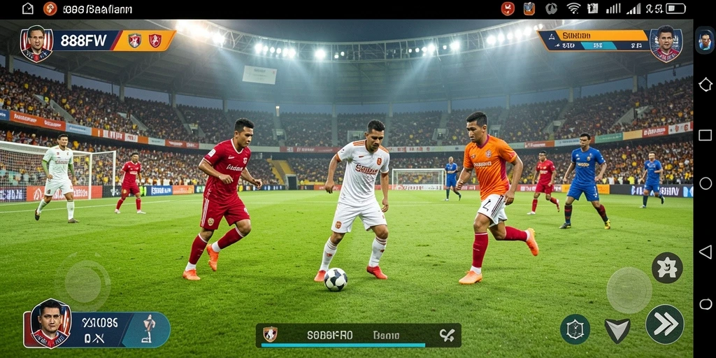 Tampilkan gameplay menegangkan dalam pertandingan sepak bola.