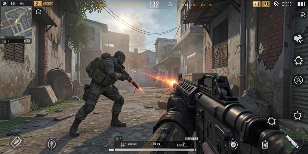 Tangkapan layar KAKRP menunjukkan aksi tembak-menembak yang seru dalam gameplay FPS.