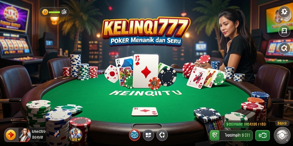 Gambaran visual gameplay Poker yang mendebarkan di KELINCI777.