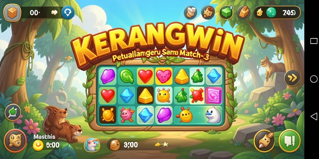 Gameplay seru KERANGWIN dengan kerang warna-warni yang menantang.
