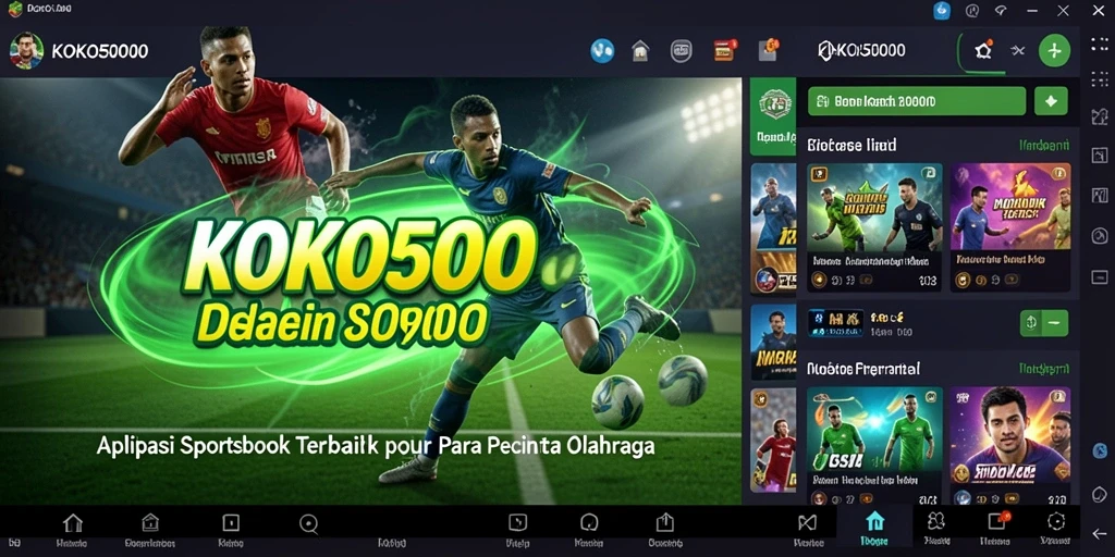 Tampilan menarik aplikasi KOKO5000 dengan fitur sportsbook interaktif.