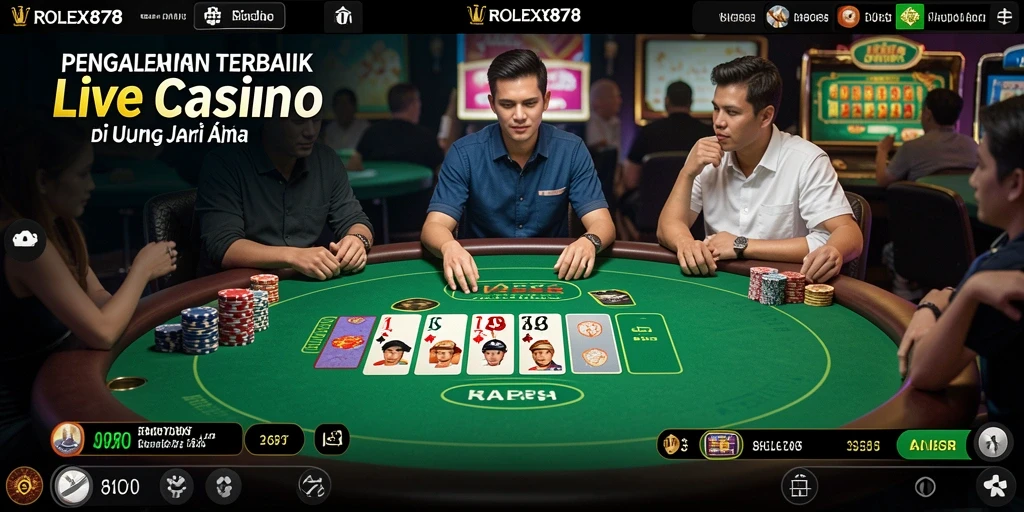 Gameplay seru Live Casino di ROLEX878 dengan dealer langsung.